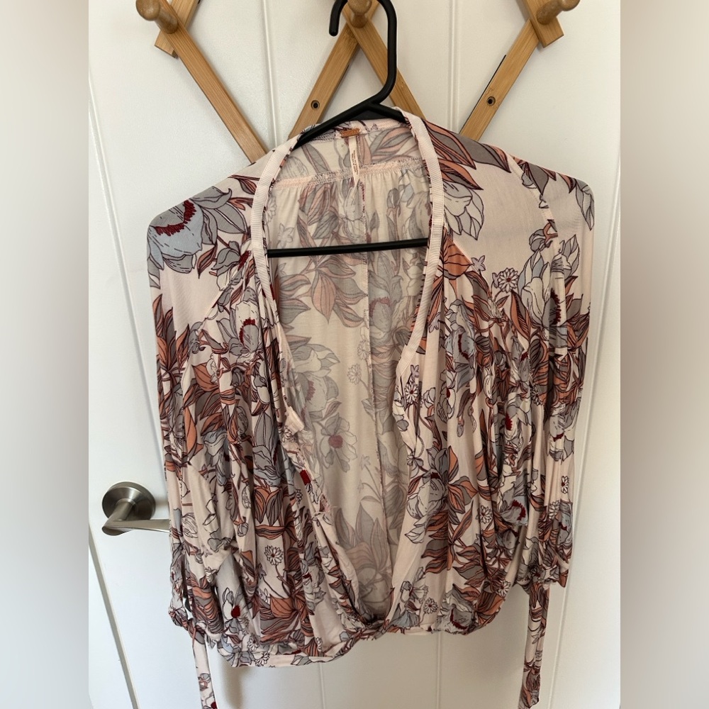 Free people Floral Wrap Blouse